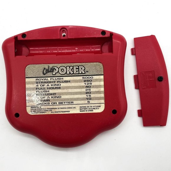 Vtg Red 1999 Radica Handheld Color Poker Electronic Battery Operated Game-Works - Picture 3 of 4